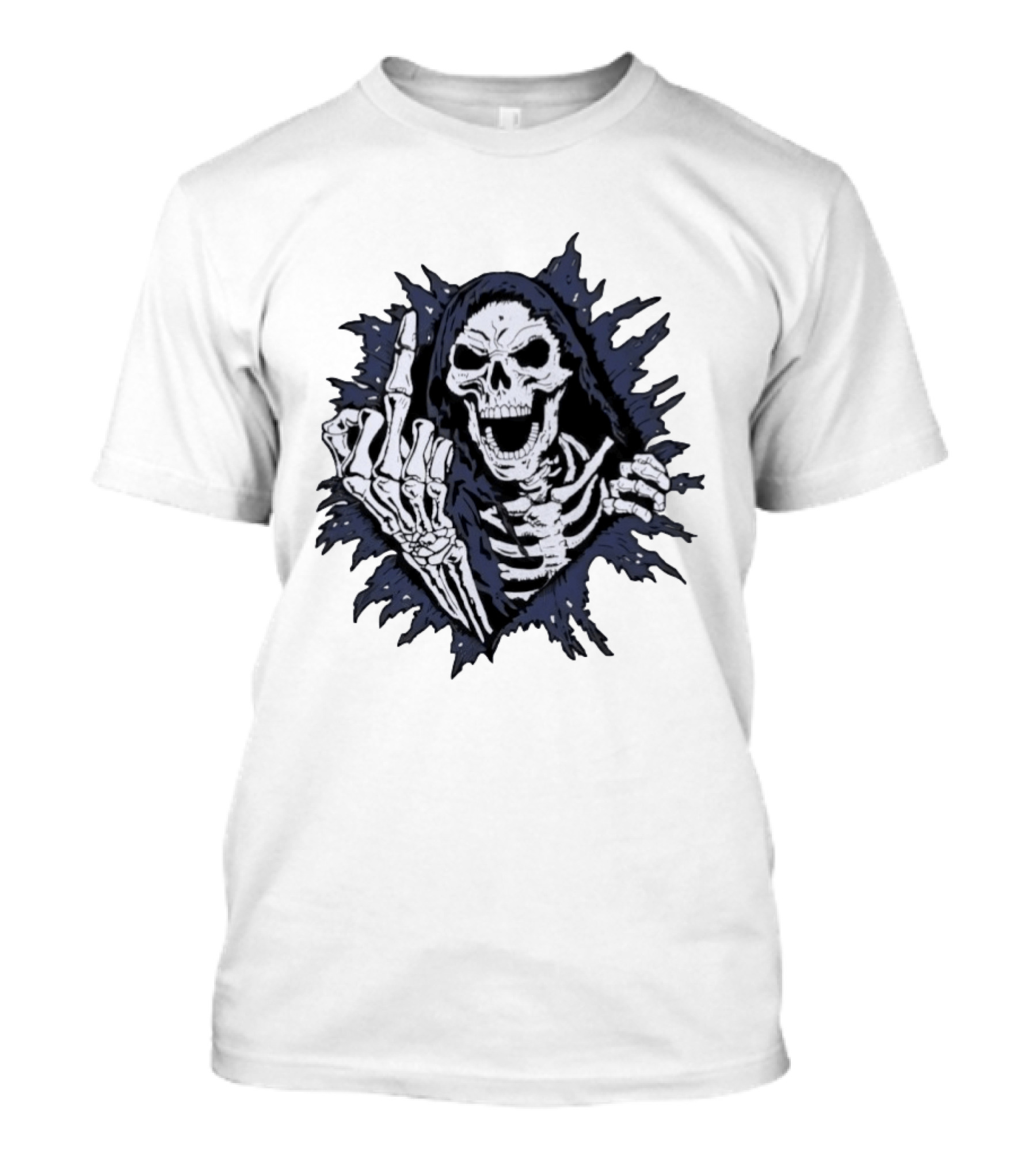 Worry Club Bone Daddy Skeleton Middle Finger Grinning Reaper T-Shirt