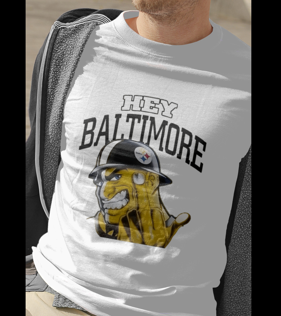 Pittsburgh Steelers Hey Baltimore Middle Finger Gesture T-Shirt