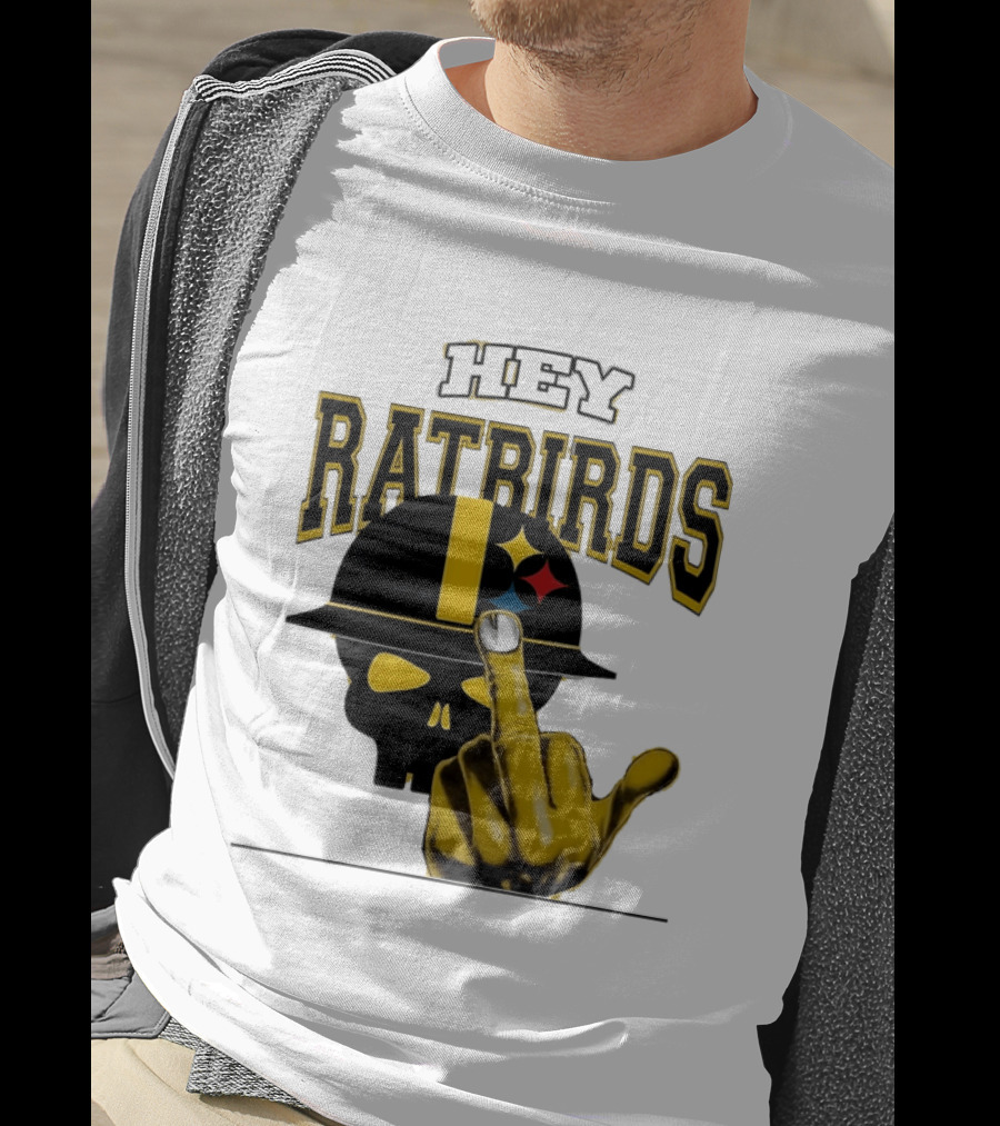 Hey Ratbirds Middle Finger Pittsburgh Steelers Skull T-Shirt