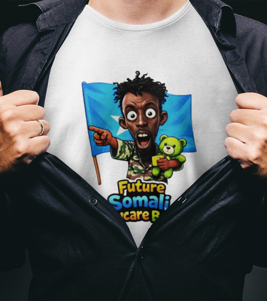 Future Somali Daycare Boss Funny Cartoon Camouflage Flag Bearer T-Shirt