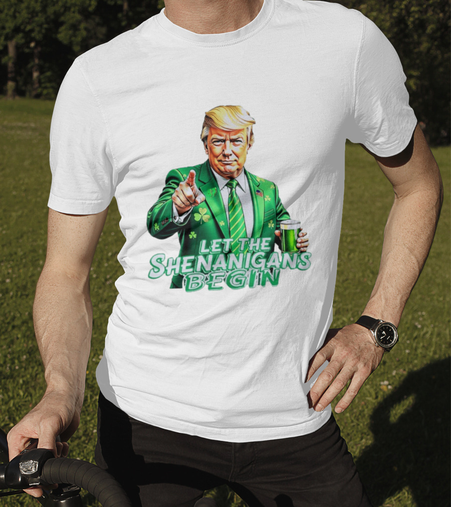 Let The Shenanigans Begin Green Suit And Beer St. Patrick's Day T-Shirt