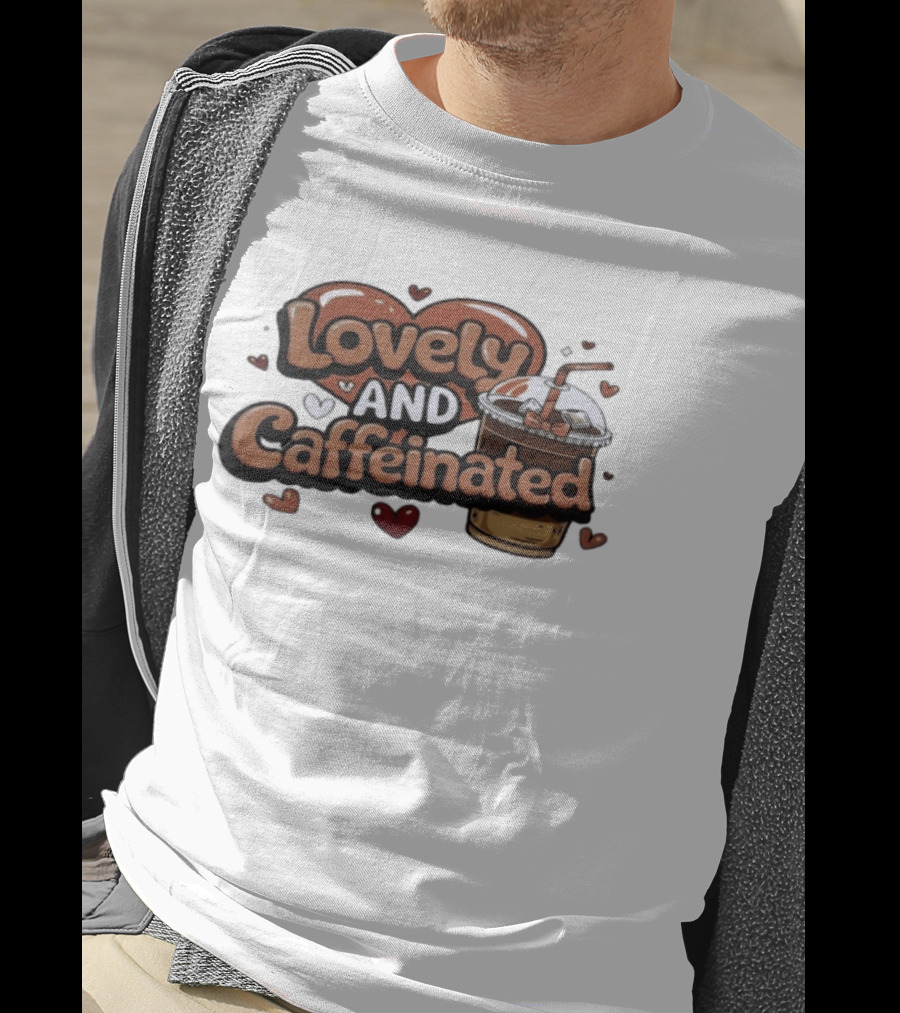 Lovely And Caffeinated Heart And Coffee Aesthetic T-Shirt