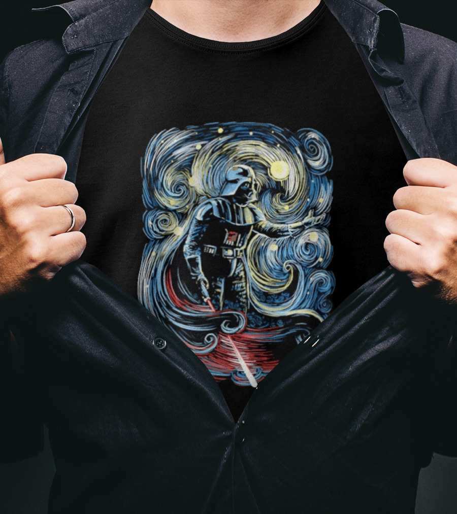 Darth Vader Starry Night Style Fusion Van Gogh Fantasy T-Shirt