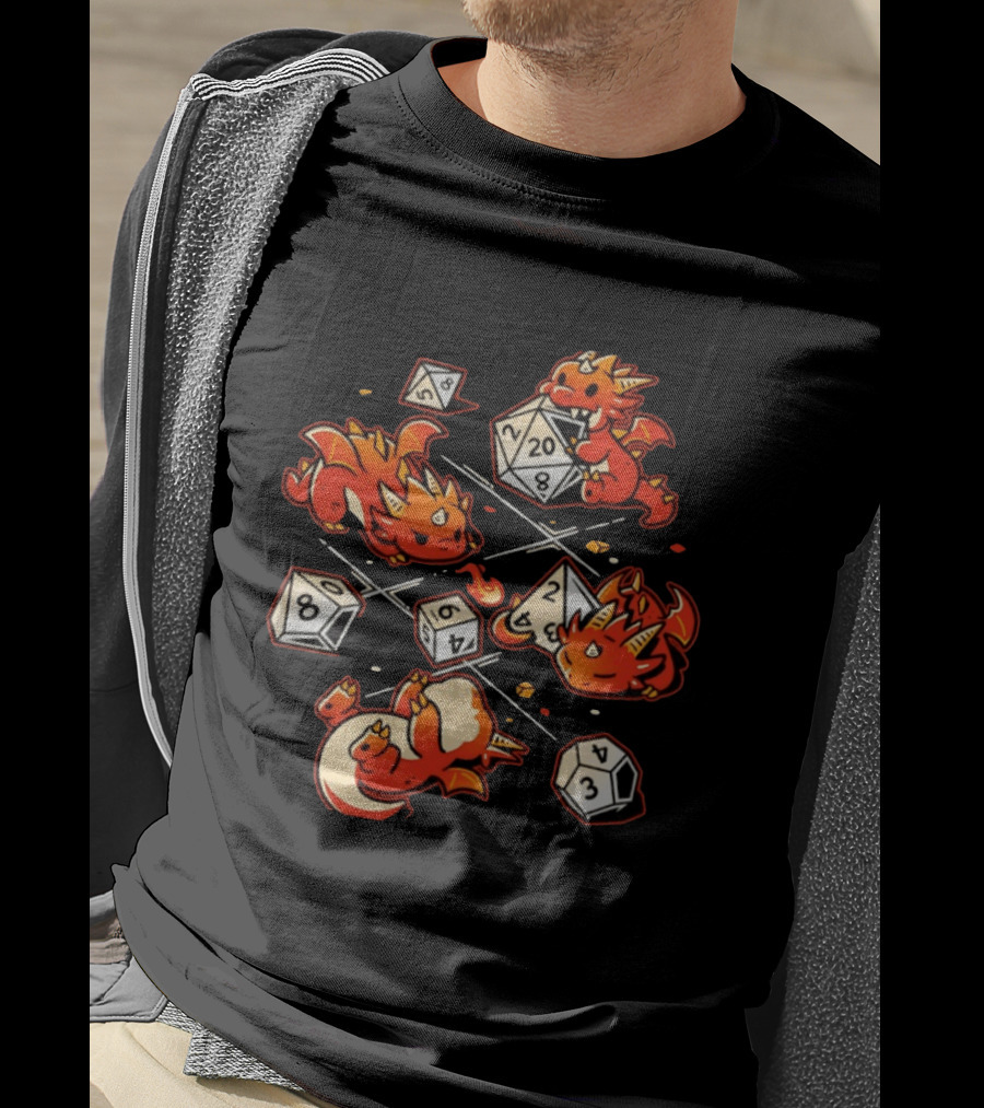 Dice Dragons Cute D20 Fantasy Gaming Adventure T-Shirt