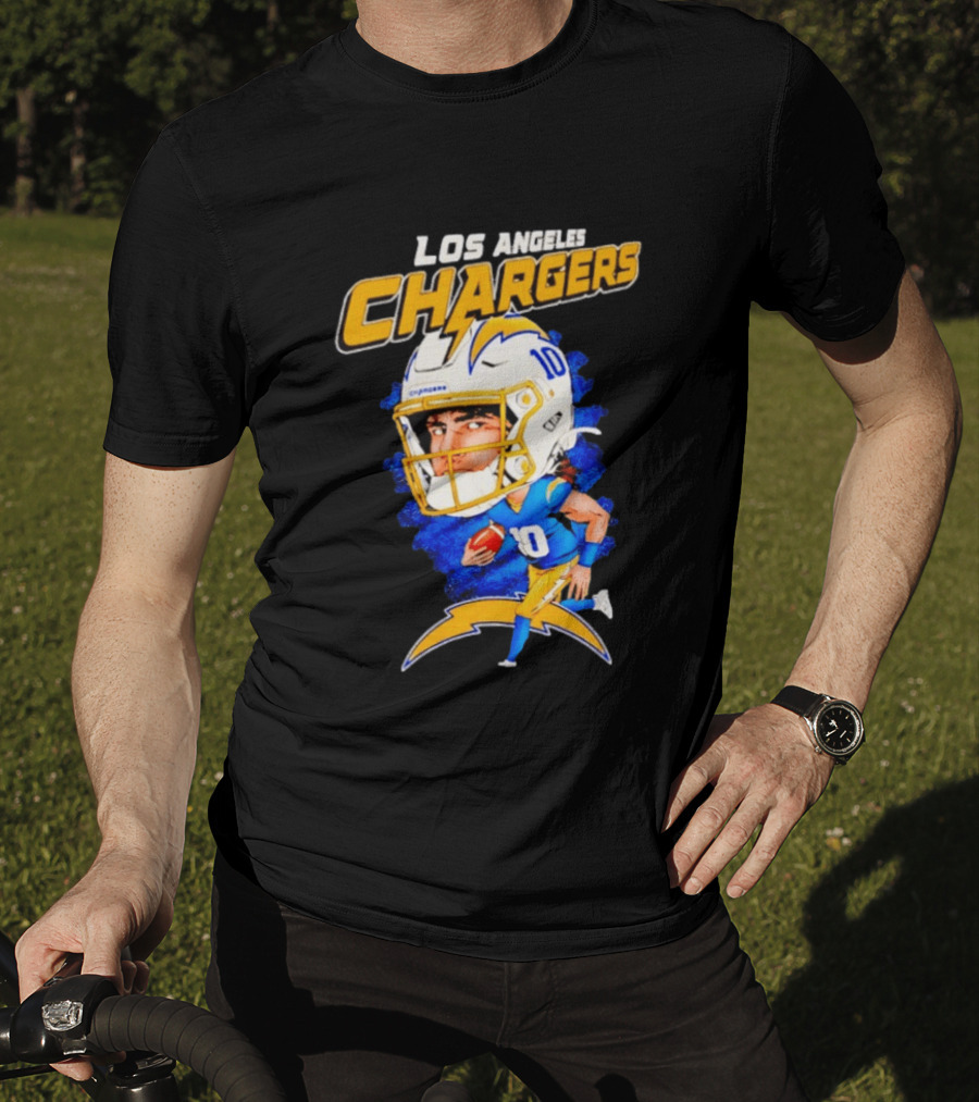 Los Angeles Chargers Justin Herbert Caricature Football Star 10 T-Shirt