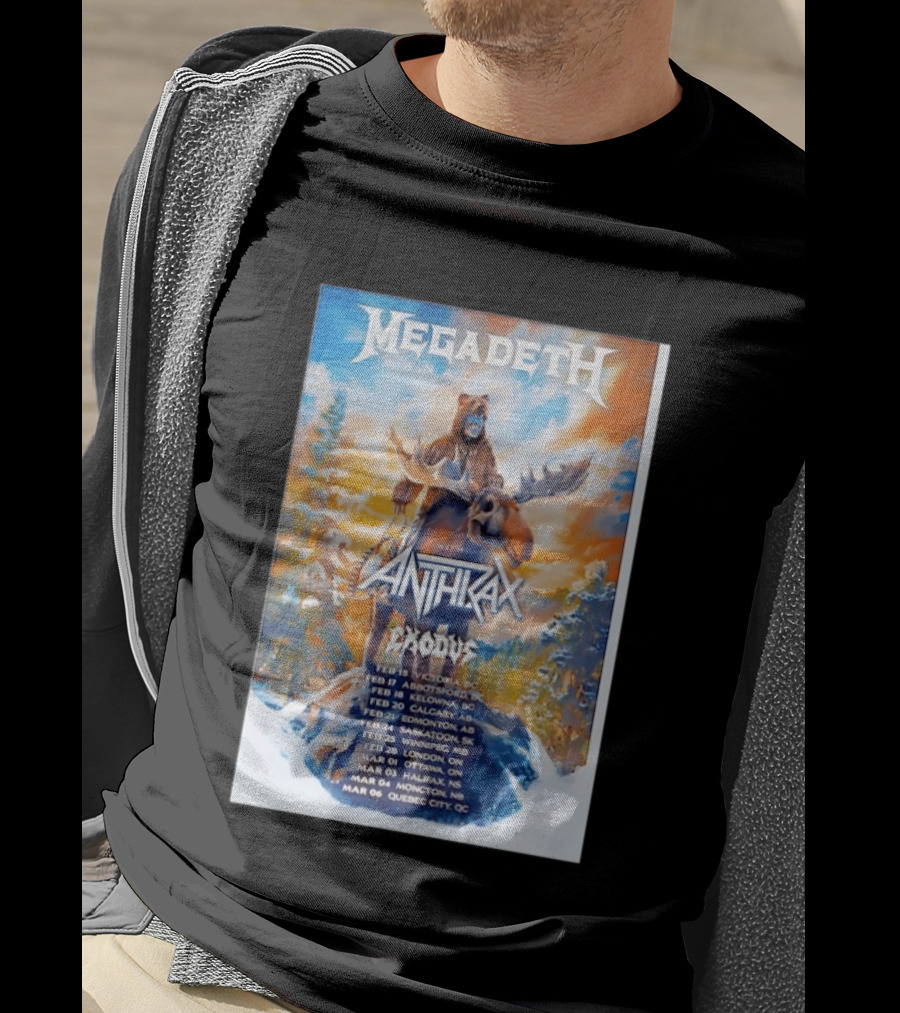 Megadeth Anthrax Exodus Tour Canada 2026 Dates And Locations T-Shirt