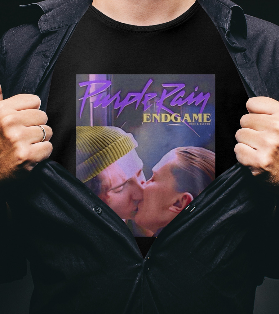 Purple Rain Endgame Mike Eleven Kissing Stranger Things T-Shirt