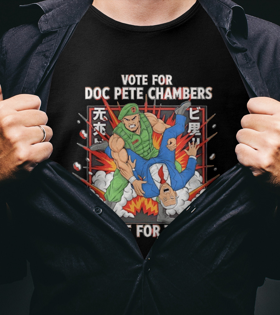 Vote For Doc Pete Chambers Battle For Texas Comic Style Explosion T-Shirt