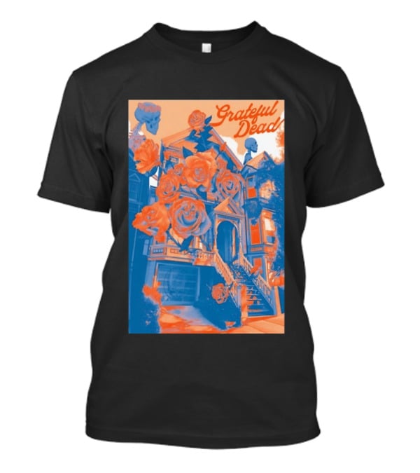Grateful Dead Vintage House And Roses Psychedelic Art By Paul Kreizenbeck T-Shirt
