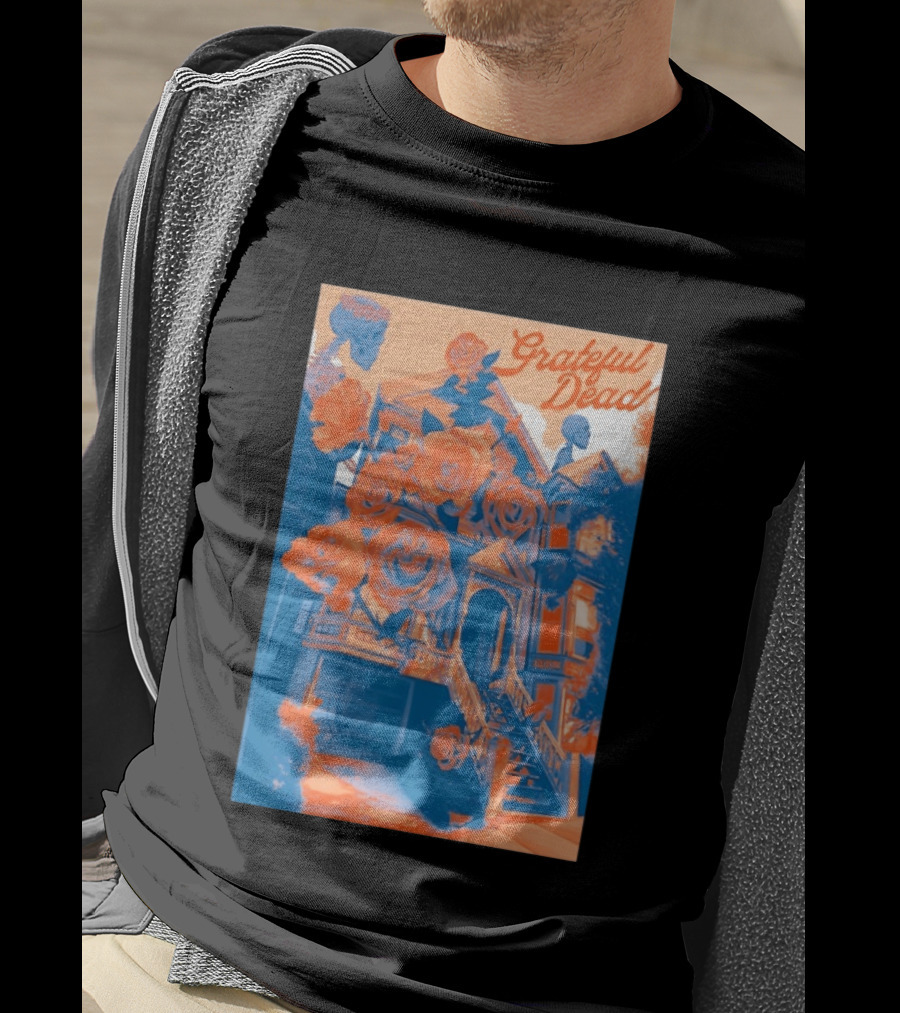 Grateful Dead Vintage House And Roses Psychedelic Art By Paul Kreizenbeck T-Shirt