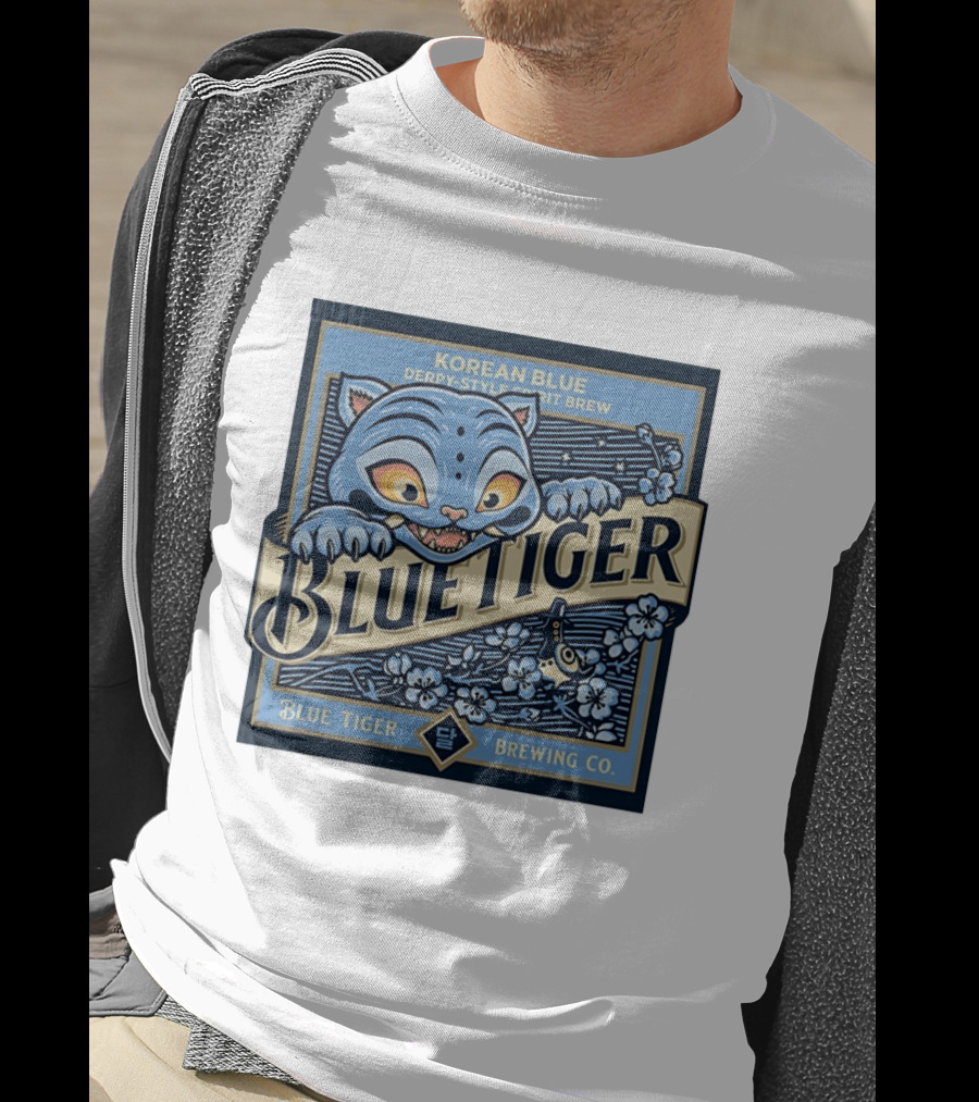 Korean Blue Derpy Style Spirit Brew Blue Tiger Brewing Co T-Shirt