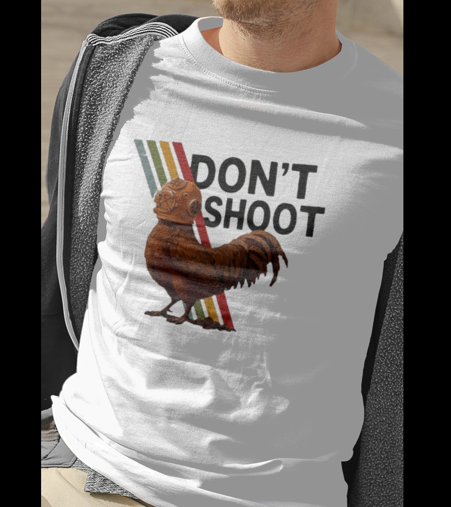 Don't Shoot Chicken Diver Helmet Retro Stripes T-Shirt