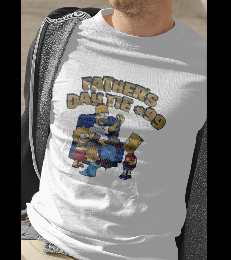 Father's Day Tie 99 Cartoon Celebration With Iconic Family Gathering T-Shirt