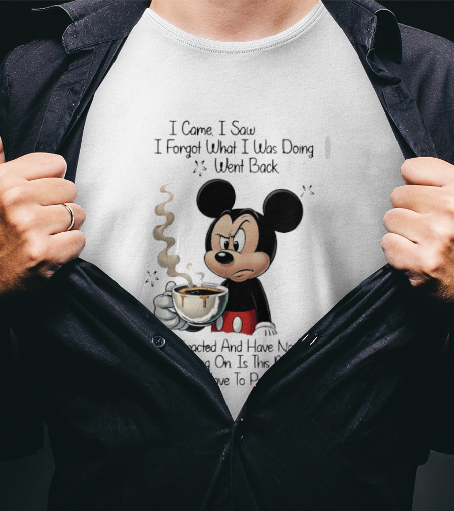 I Came I Saw I Forgot What I Was Doing Went Back Got Distracted Mickey Cup Confusion Funny T-Shirt