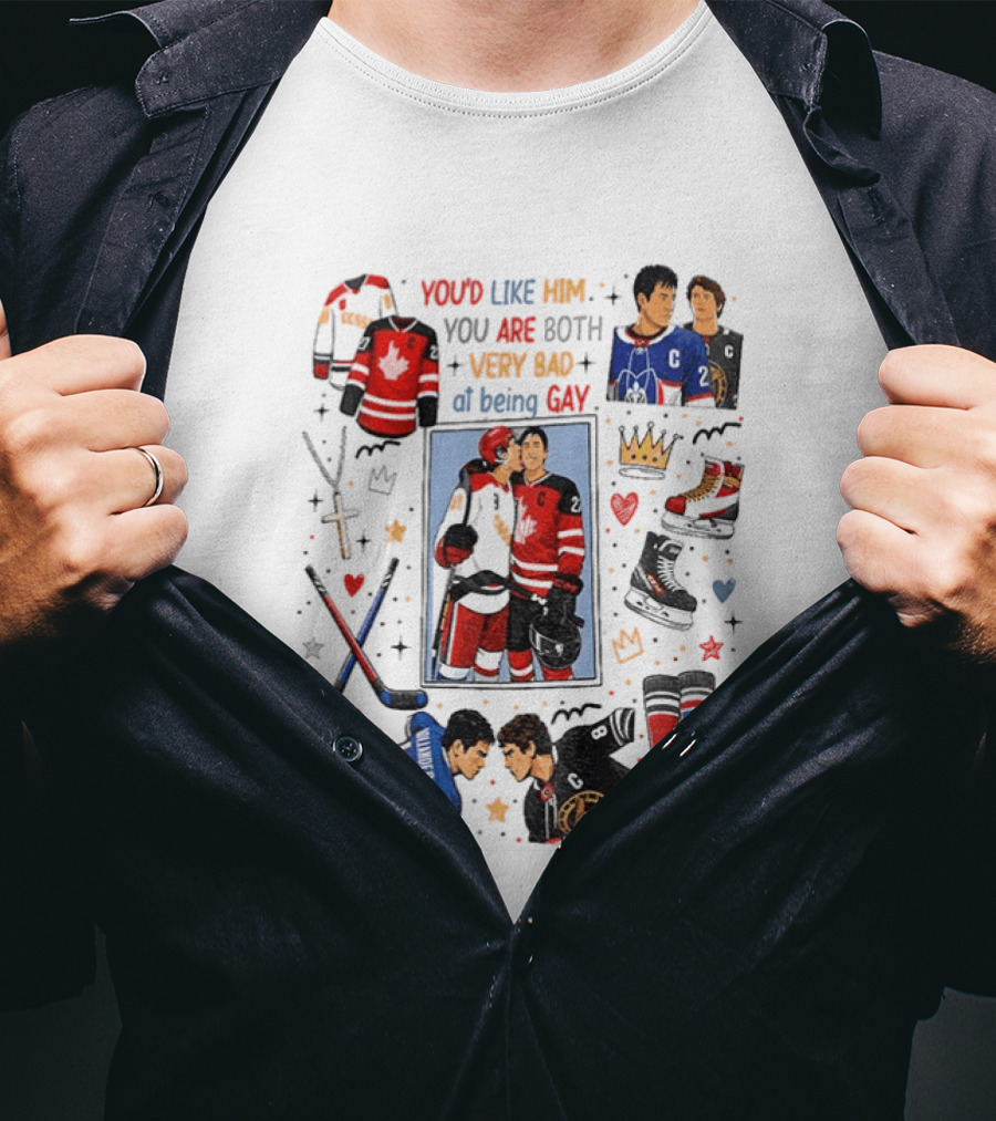 Heated Rivalry Romance You’d Like Him You Are Both Very Bat At Being Gay T-Shirt