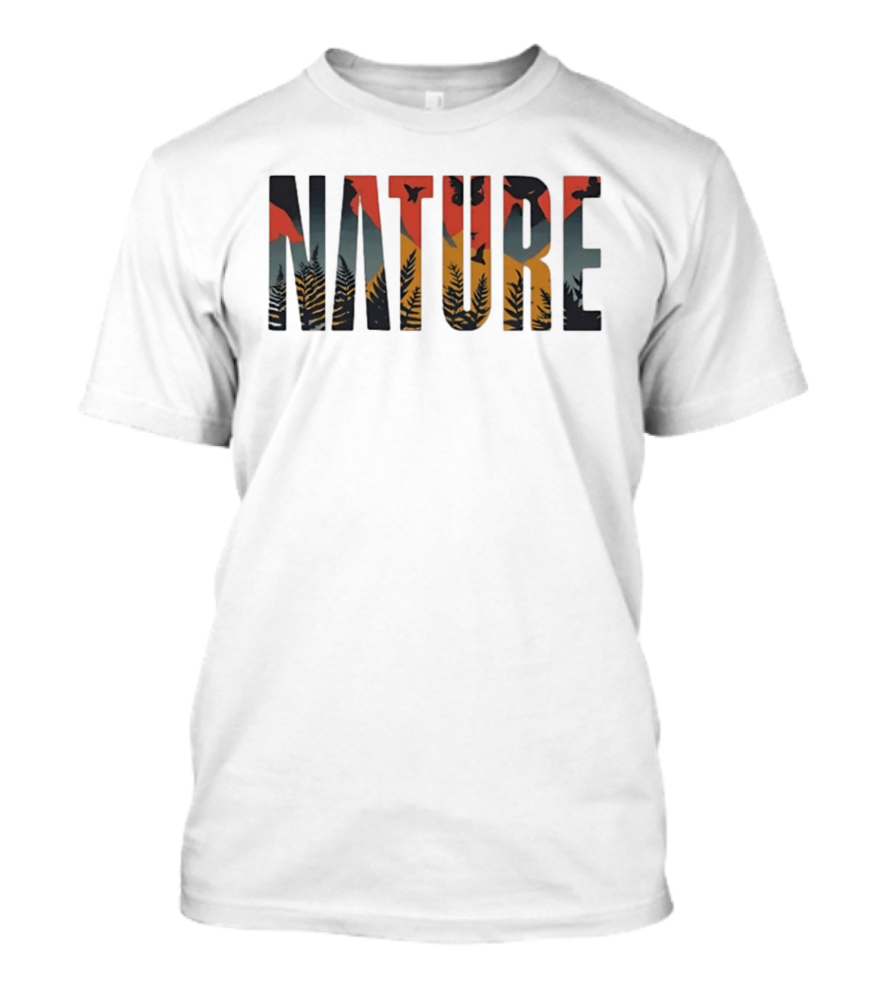 Nature Forest Birds Silhouette Lettering T-Shirt