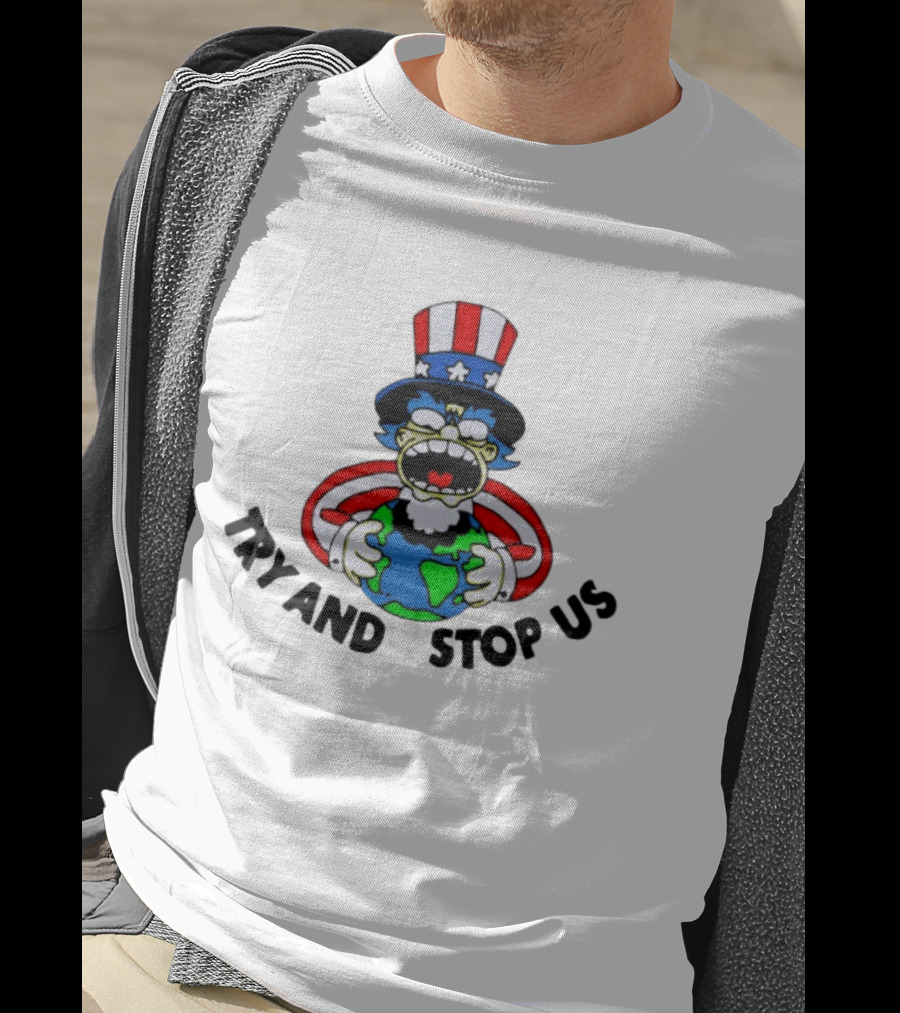 Simpsons Uncle Sam Try And Stop Us Holding Earth T-Shirt