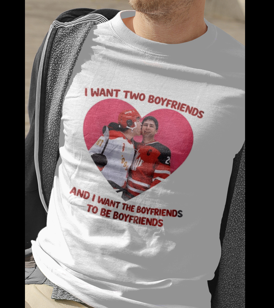 Ilya Shane I Want Two Boyfriends Heated TV Pink Heart Movie Ice Hockey Players T-Shirt