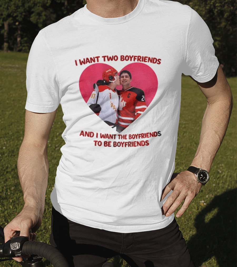 Ilya Shane I Want Two Boyfriends Heated TV Pink Heart Movie Ice Hockey Players T-Shirt