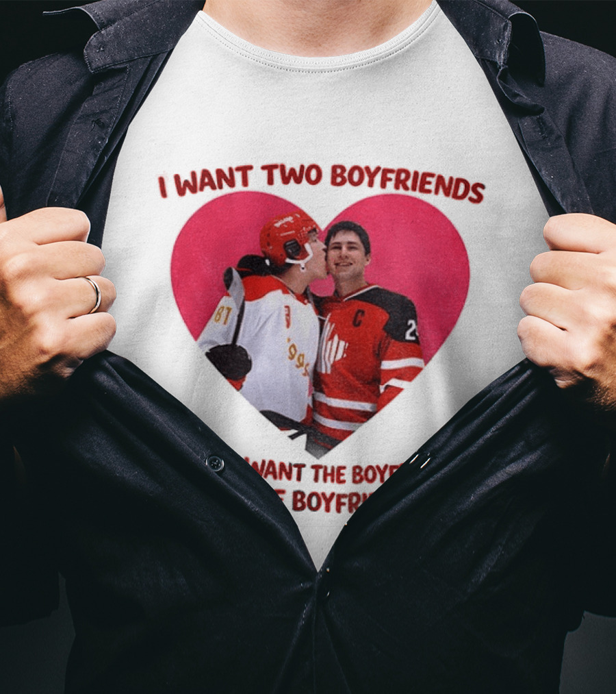 Ilya Shane I Want Two Boyfriends Heated TV Pink Heart Movie Ice Hockey Players T-Shirt