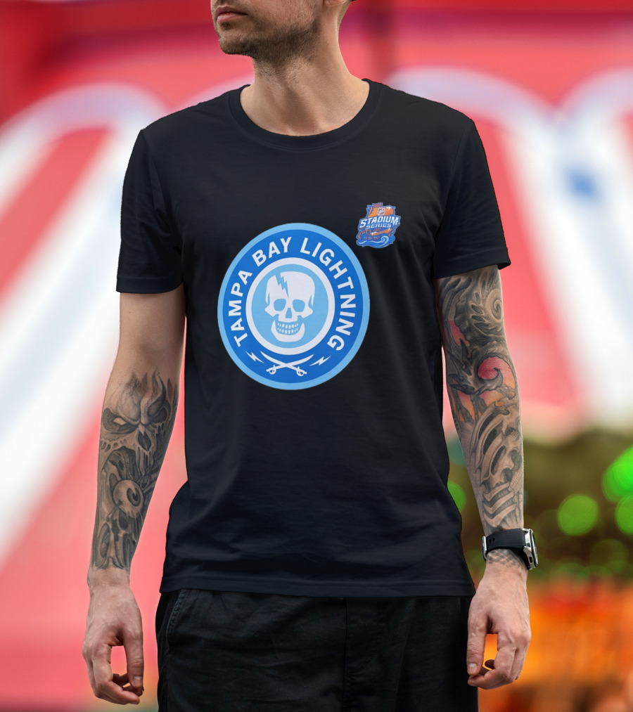 Tampa Bay Lightning Skull Circle Stadium Series T-Shirt