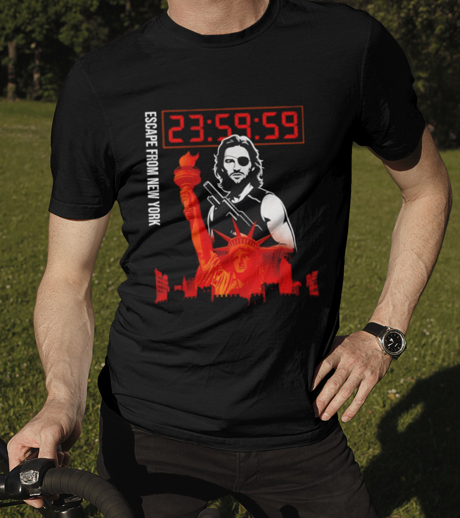 Escape From New York Snake Plissken With Statue Of Liberty And Countdown T-Shirt