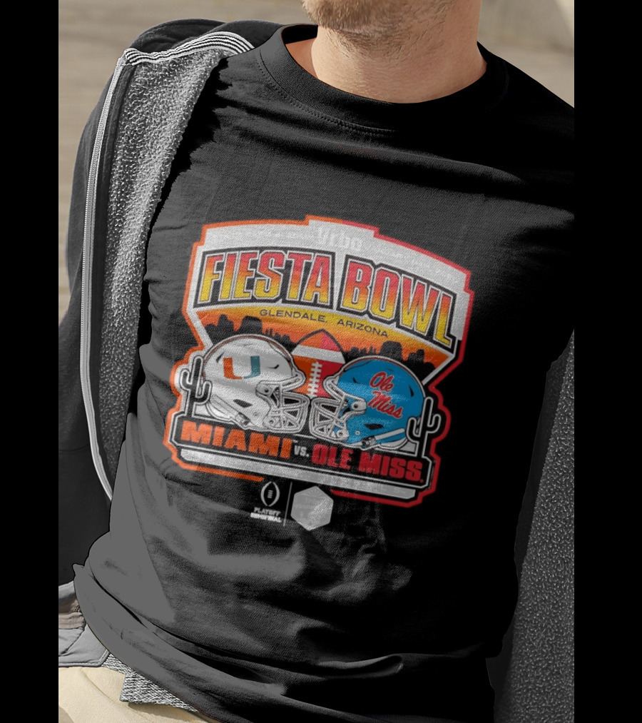 State Farm Stadium Vrbo Fiesta Bowl January 8th 2026 Glendale Arizona Miami Hurricanes Vs Ole Miss Rebels CFP T-Shirt
