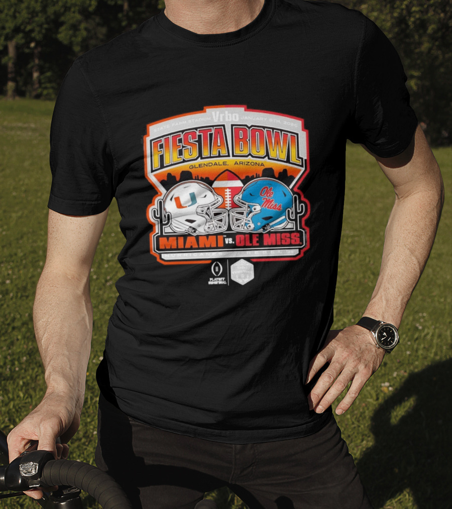 State Farm Stadium Vrbo Fiesta Bowl January 8th 2026 Glendale Arizona Miami Hurricanes Vs Ole Miss Rebels CFP T-Shirt