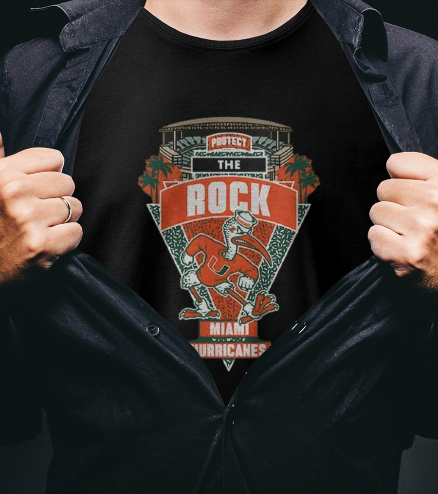Protect The Rock Miami Hurricanes Football Iconic Mascot Stadium T-Shirt