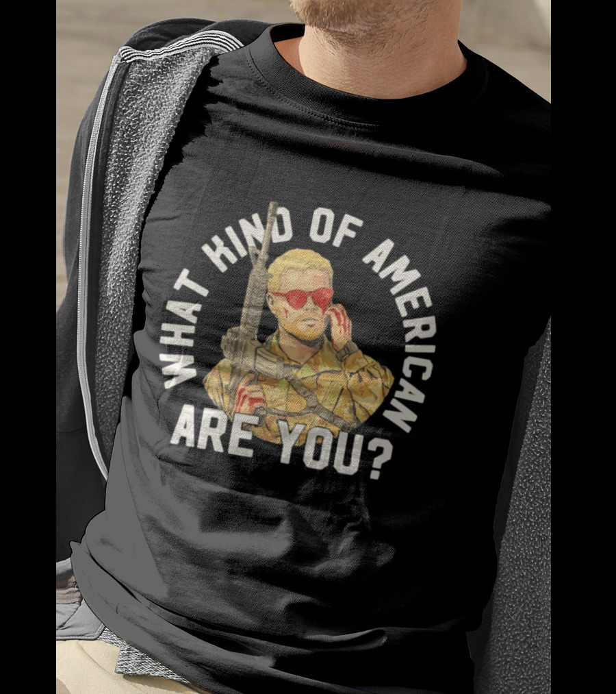 What Kind Of American Are You Soldier With Rifle And Red Sunglasses T-Shirt