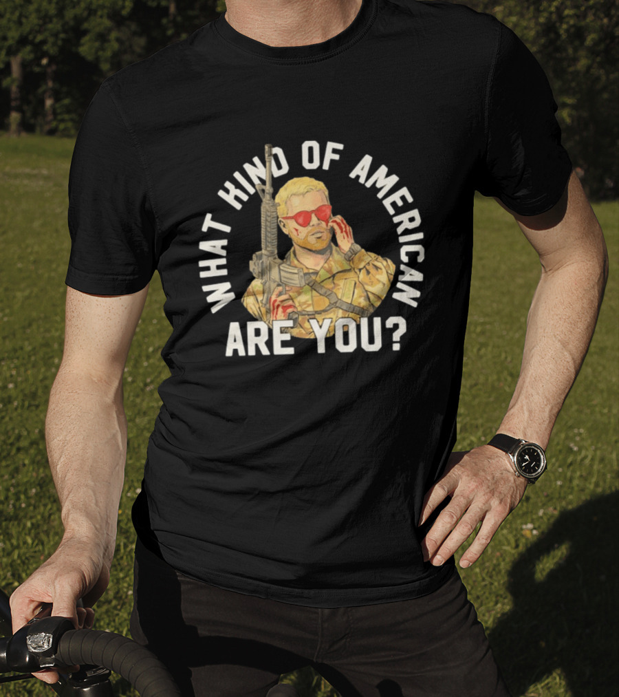 What Kind Of American Are You Soldier With Rifle And Red Sunglasses T-Shirt