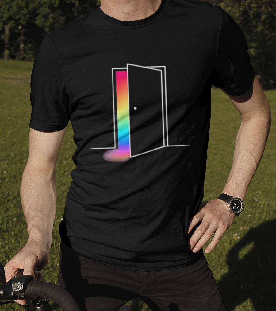 Minimalist Open Door With Rainbow Light Emission T-Shirt