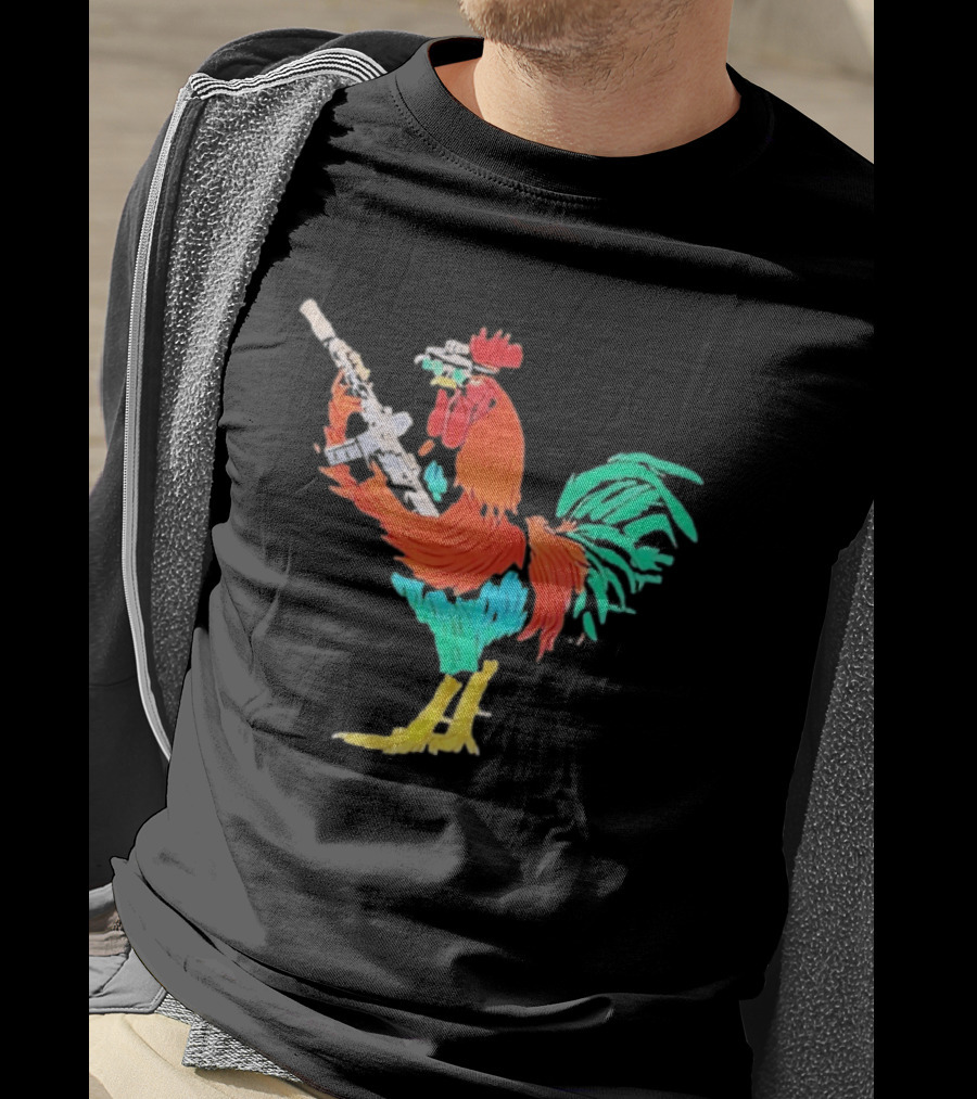 Tactical Rooster Holding Weapon T-Shirt