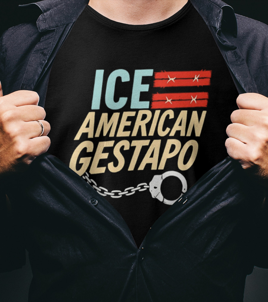 ICE American Gestapo Handcuff Symbol Bold T-Shirt