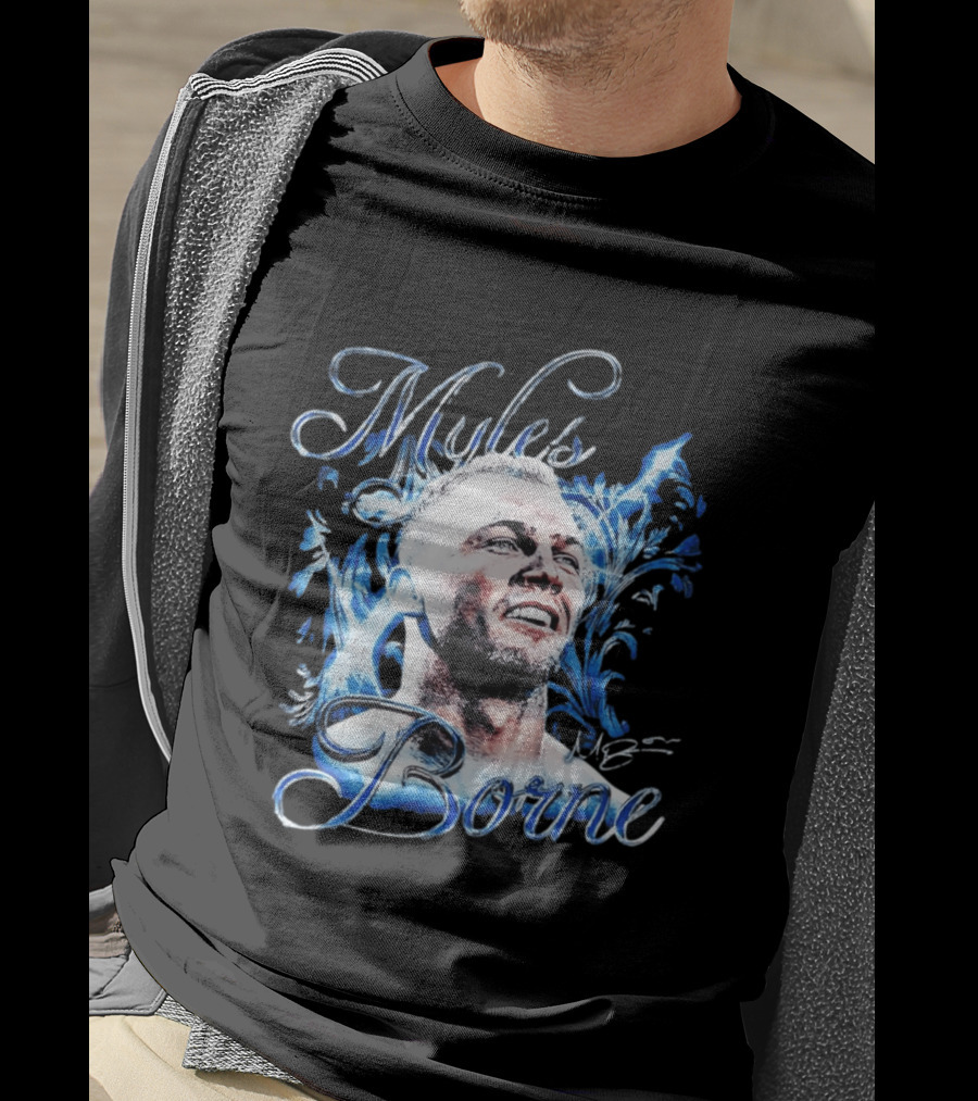 WWE Myles Borne Retro Blue Script Signature T-Shirt