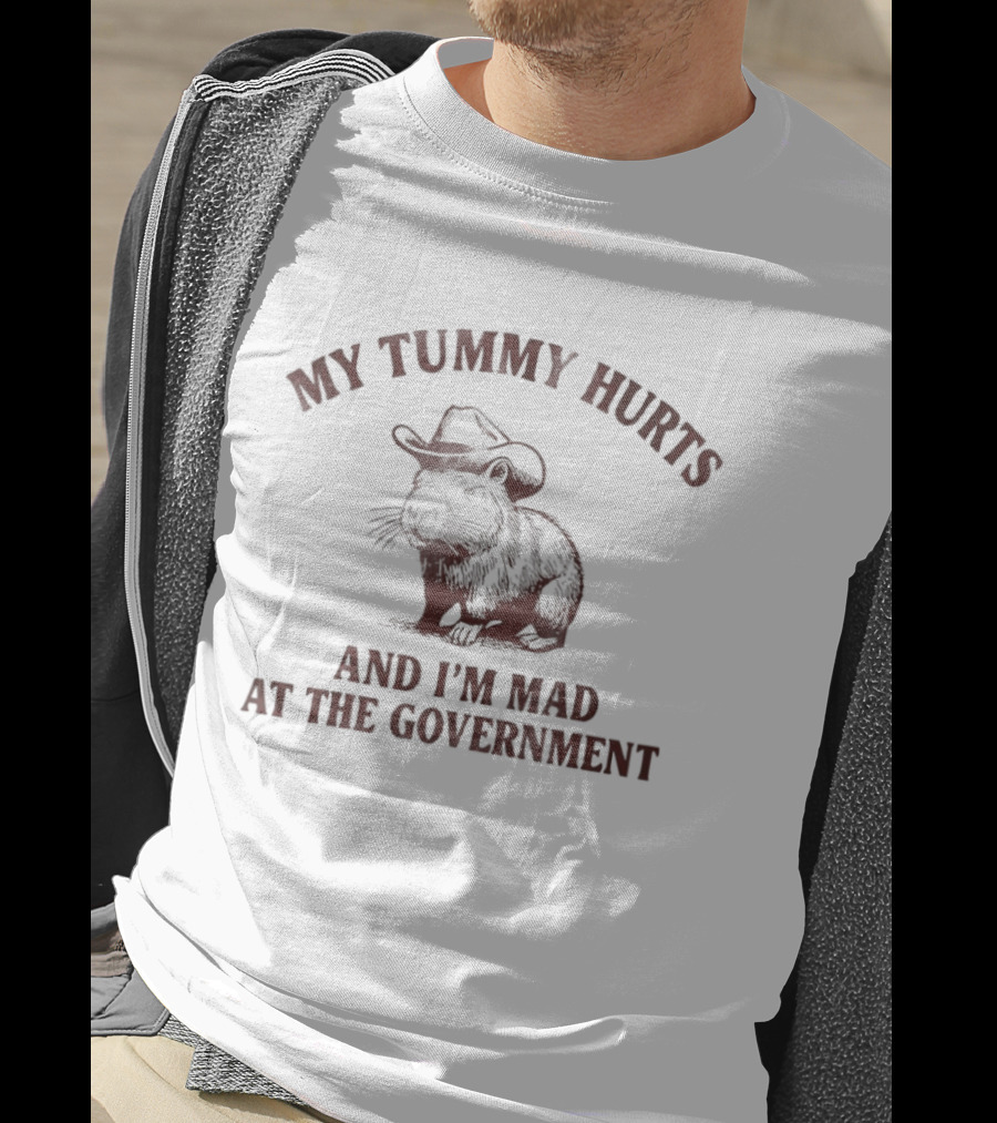 My Tummy Hurts Capybara I'm Mad At The Government Cowboy Hat T-Shirt
