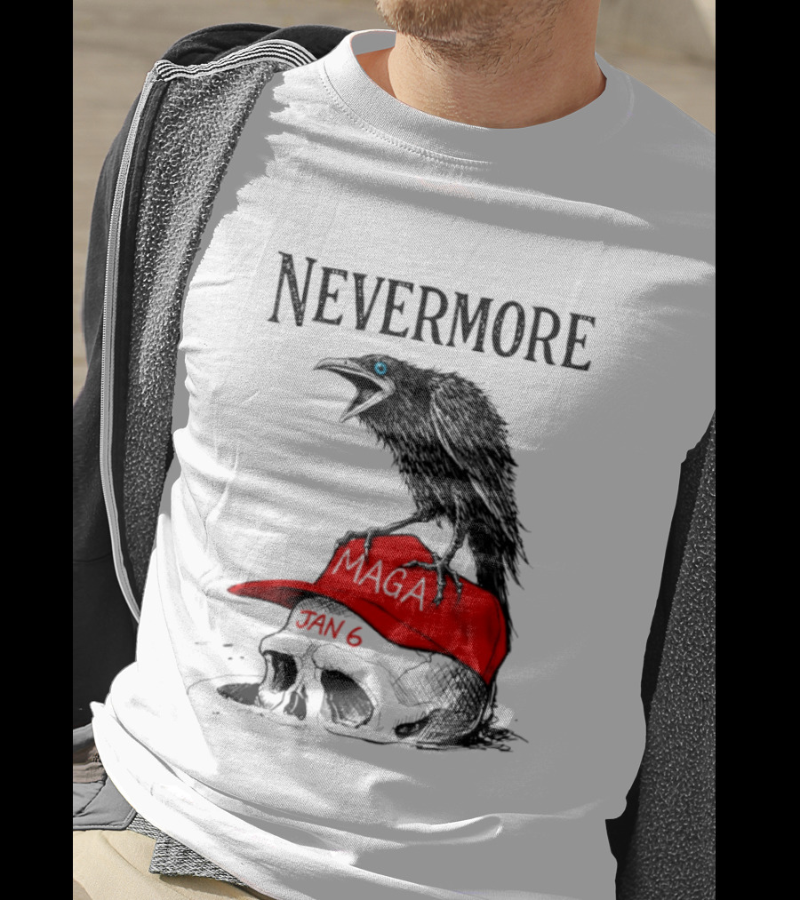 Nevermore Crow Maga January 6 Red Hat Skull T-Shirt