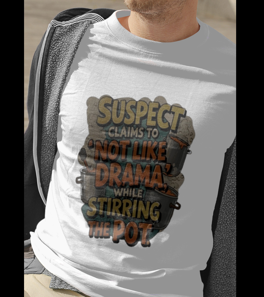 Suspect Claims To Not Like Drama While Stirring The Pot Cooking Humor T-Shirt