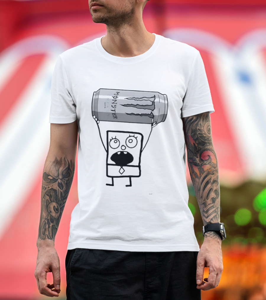 Doodlebob Holding Monster Energy Ultra Can Meme T-Shirt
