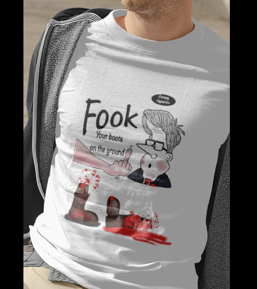 Fook Your Boots On The Ground Middle Finger Expression And Cartoon Stunned T-Shirt
