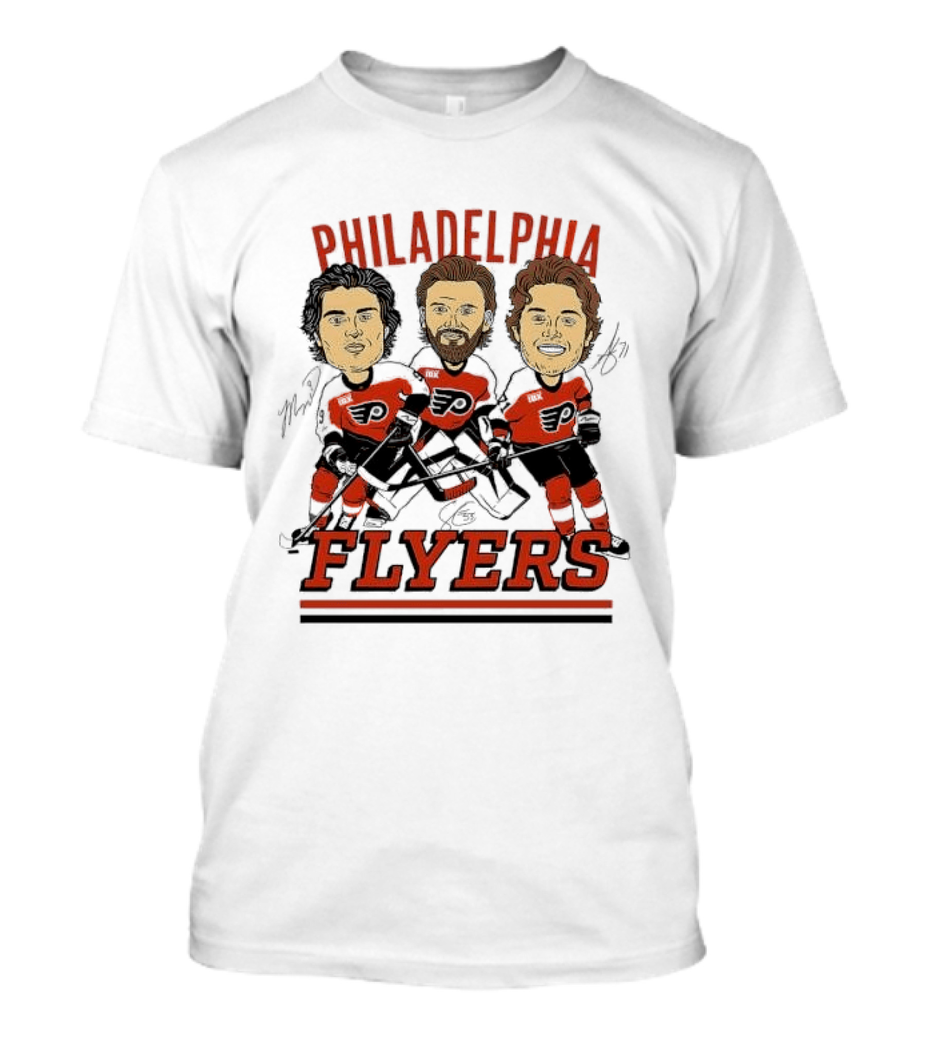 Philadelphia Flyers Three Stars Cartoon Caricature Hockey Legends T-Shirt