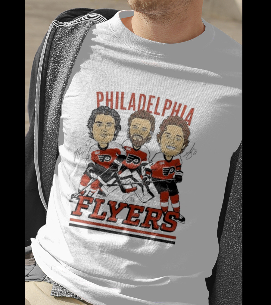 Philadelphia Flyers Three Stars Cartoon Caricature Hockey Legends T-Shirt