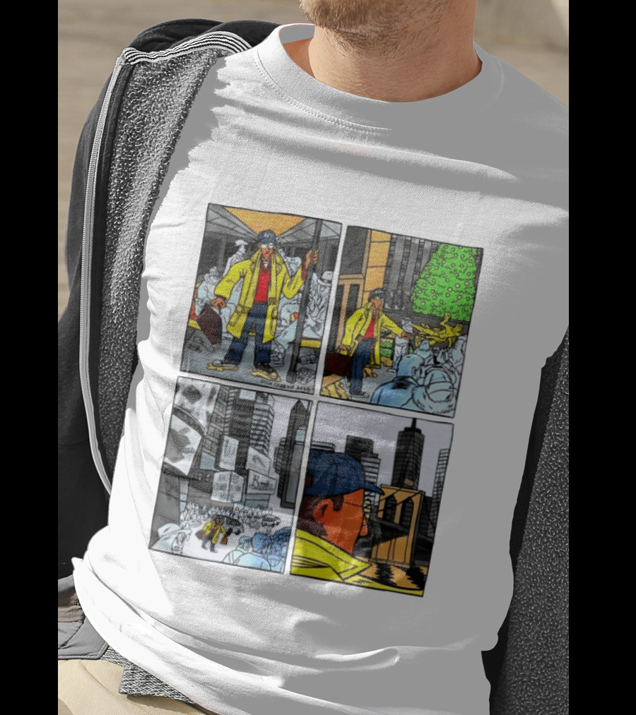 Holiday Comic Pocket NYC Urban Christmas Scenes T-Shirt
