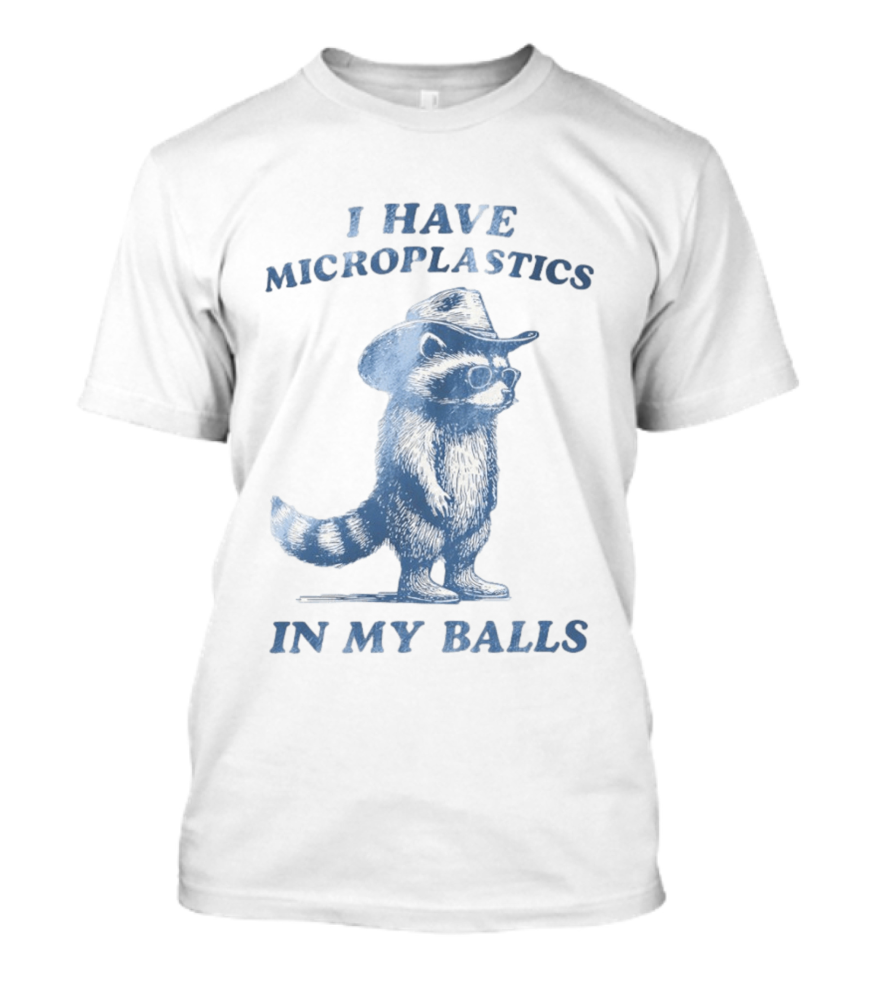 Raccoon I Have Microplastics In My Balls Cowboy Hat Glasses T-Shirt
