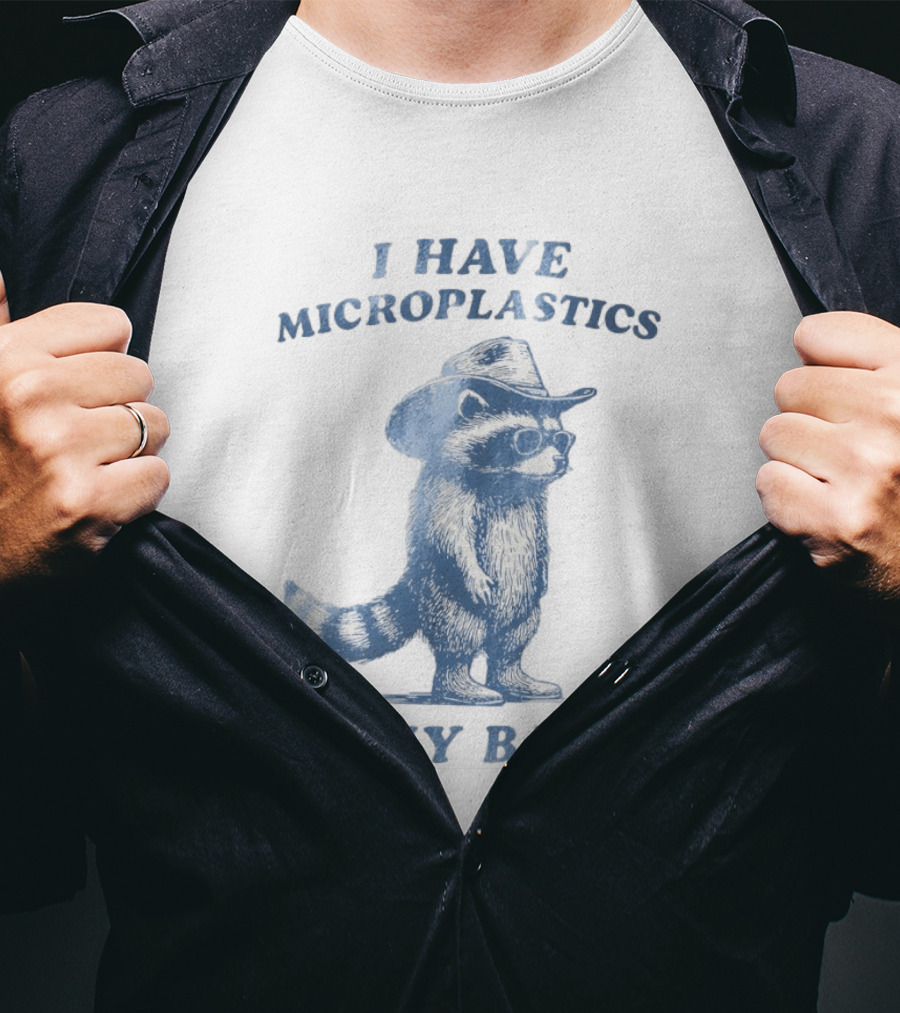 Raccoon I Have Microplastics In My Balls Cowboy Hat Glasses T-Shirt