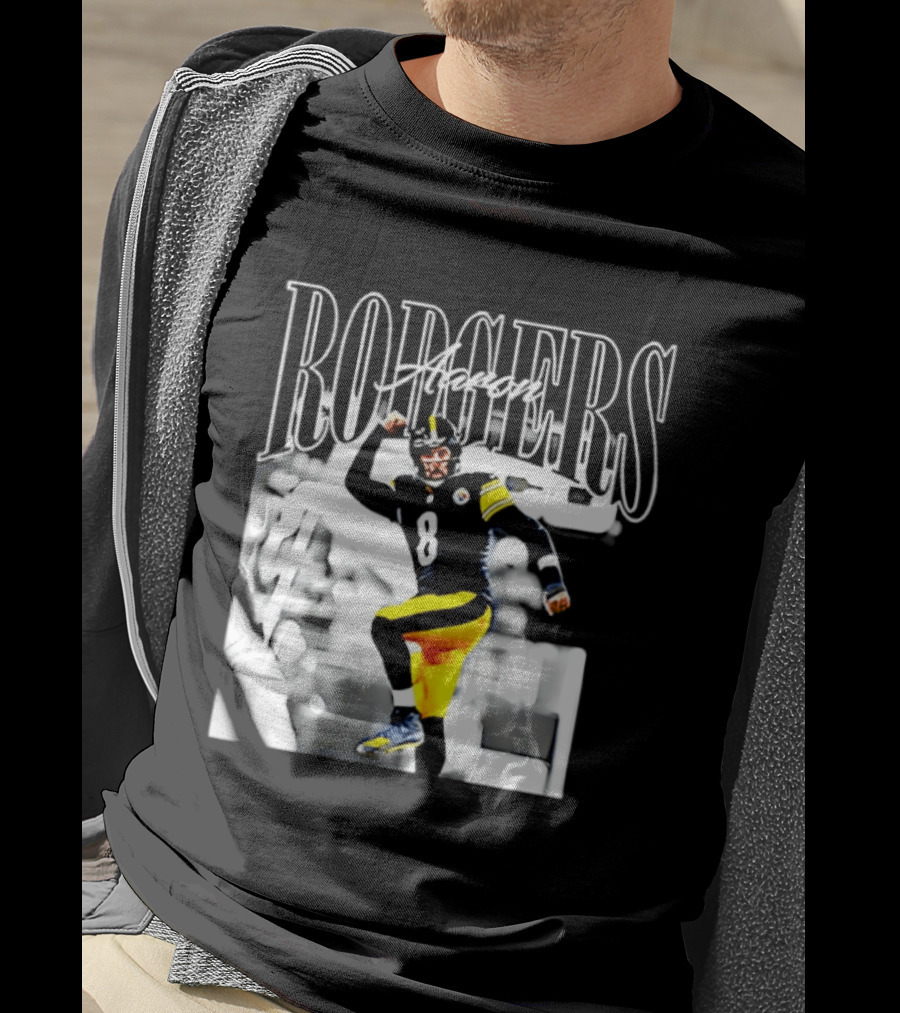 Rodgers 8 Steelers Black And Yellow Football Player T-Shirt