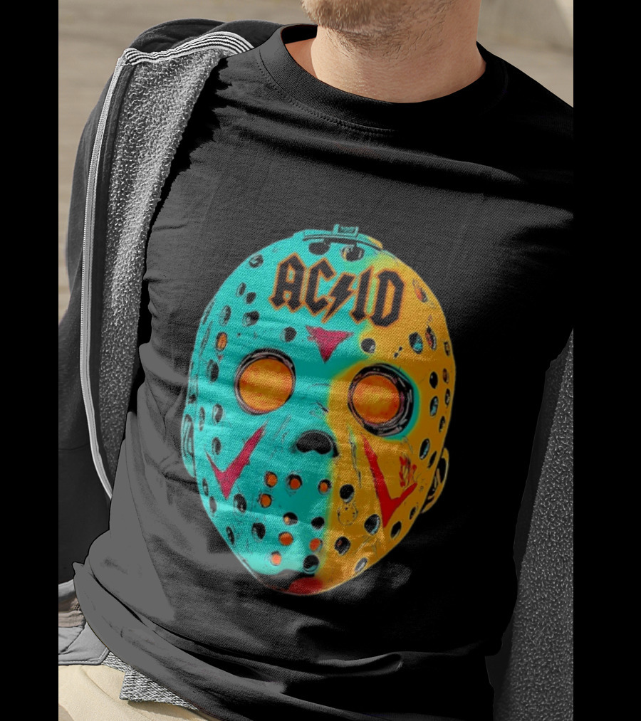 ACDC Jason Voorhees Mask Neon Pop Art Friday The 13th Fusion T-Shirt