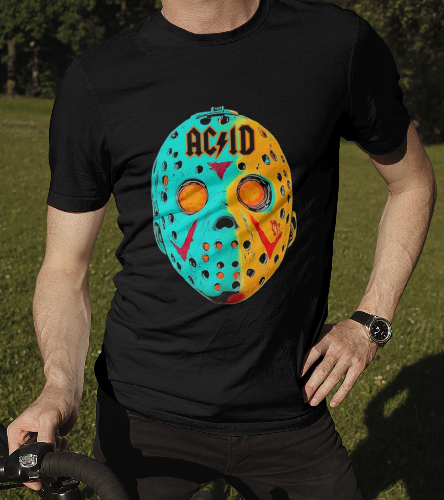 ACDC Jason Voorhees Mask Neon Pop Art Friday The 13th Fusion T-Shirt
