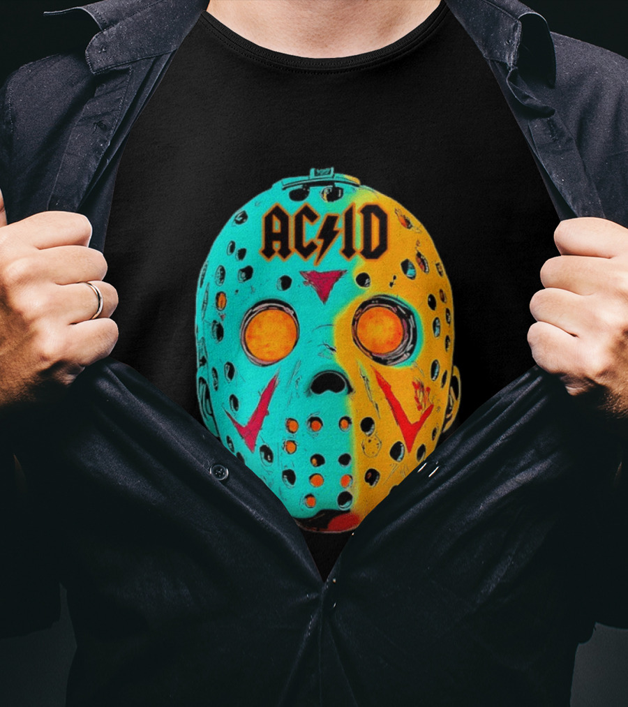 ACDC Jason Voorhees Mask Neon Pop Art Friday The 13th Fusion T-Shirt