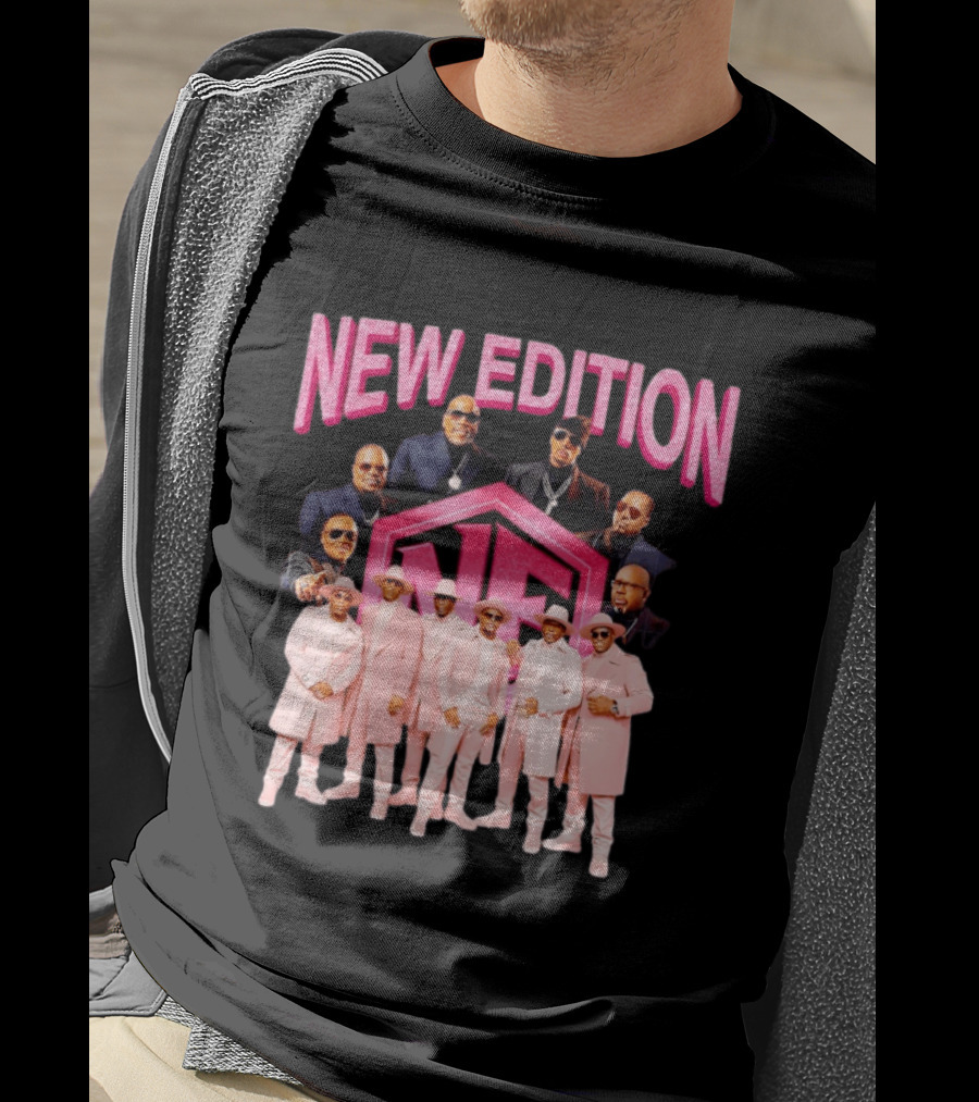 Bobby Brown Johnny Gill Ralph Tresvant Ronnie DeVoe Ricky Bell Michael Bivins New Edition NE Band Pink Outfits 90s Music T-Shirt